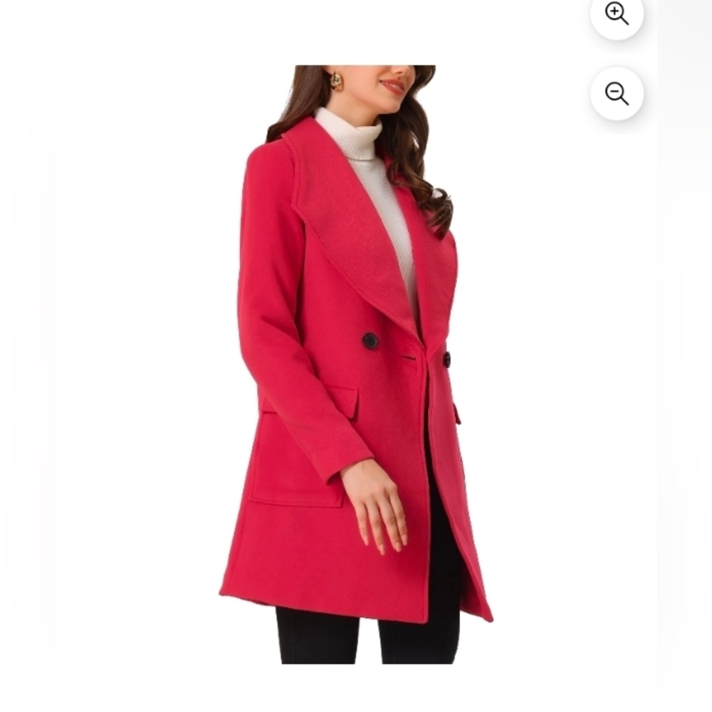 Allegra K Women's Elegant Shawl Collar Lapel Long Trenchcoat NO BELT